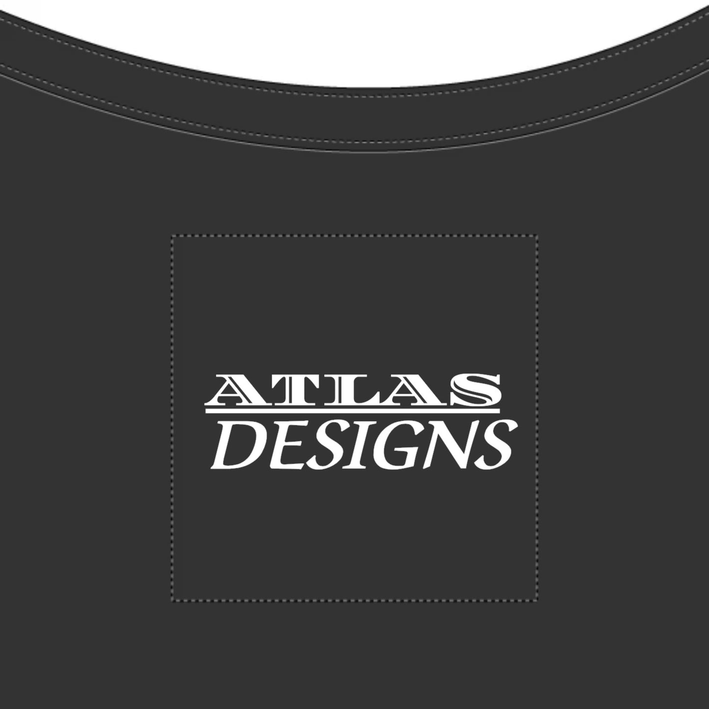 Black leather product with 'Atlas Designs' logo in white