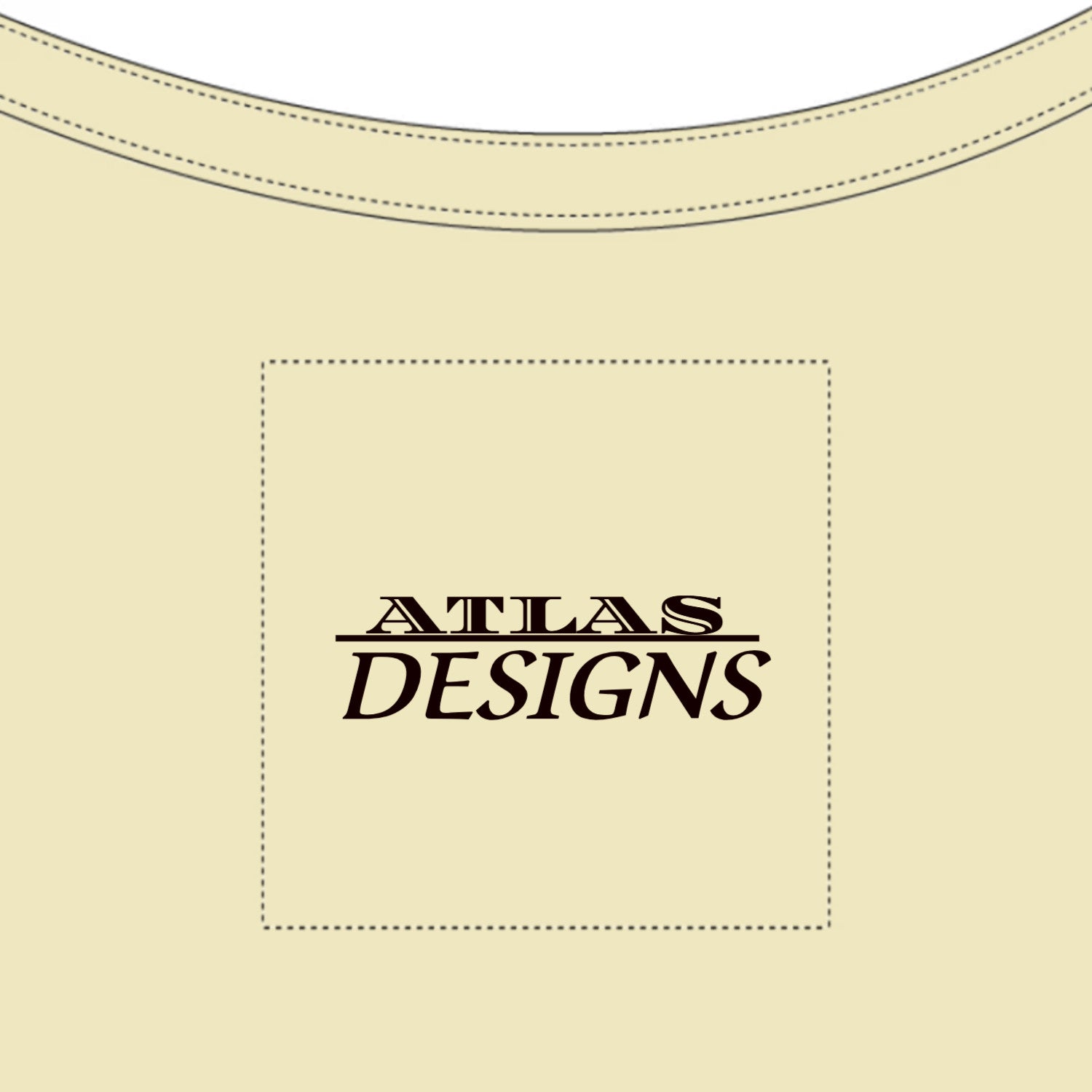 Beige fabric with 'Atlas Designs' logo in the center