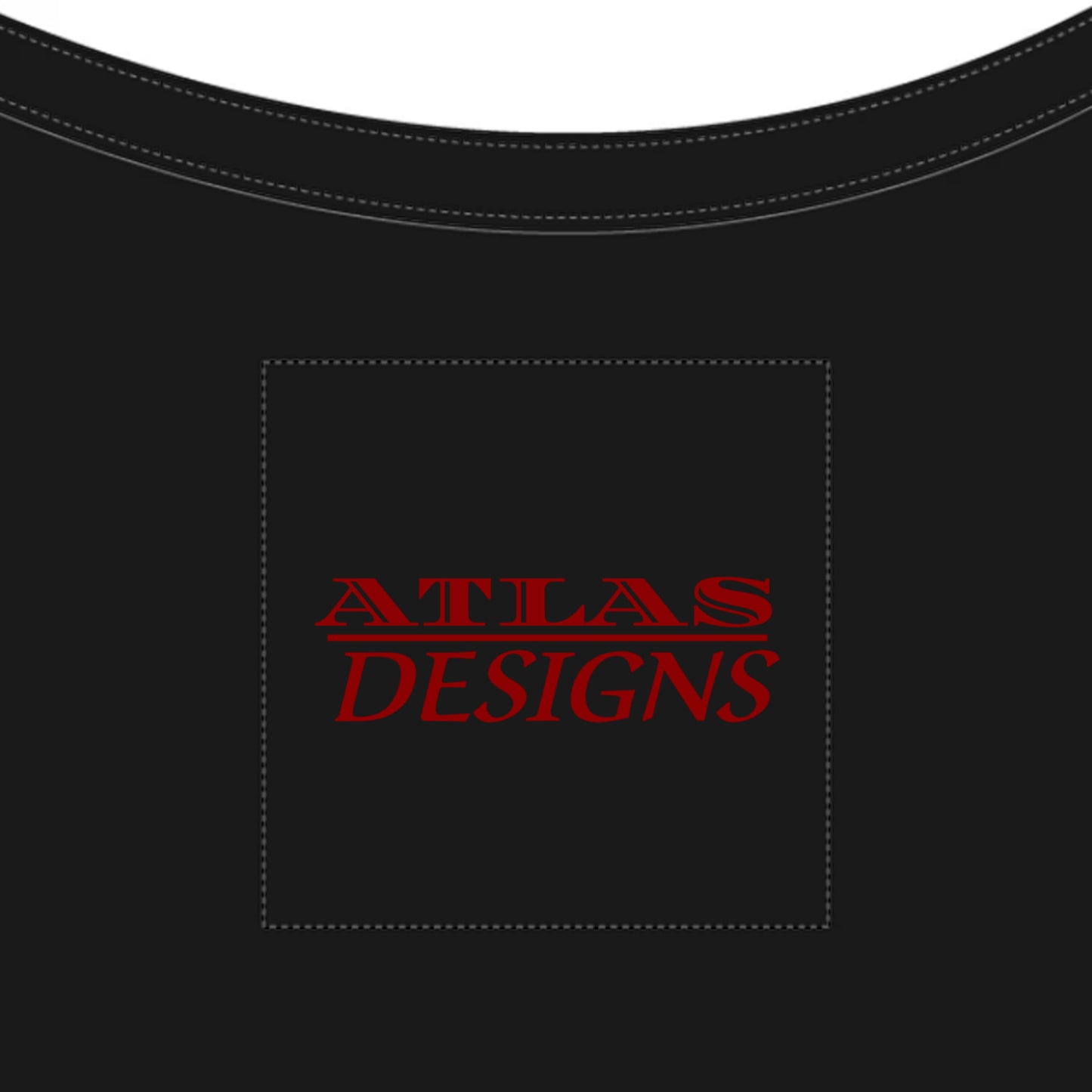 Black bag with 'Atlas Designs' logo in red.